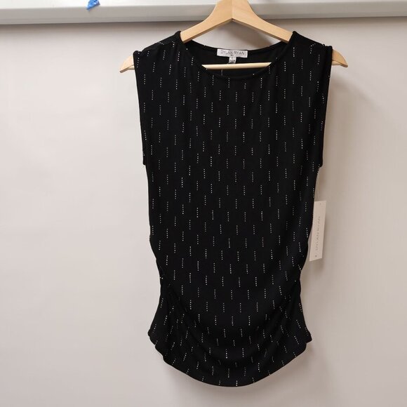 Dylan Ryan Black Sleeveless Top With Subtle Metallic Dotted Pattern - Size L - Picture 6 of 14
